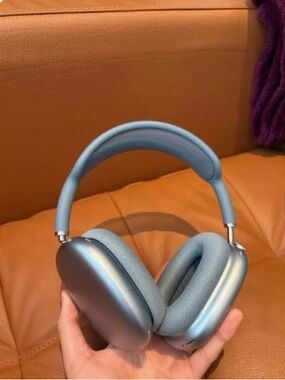 Sleek Metallic Blue Wireless Over-Ear Headphones